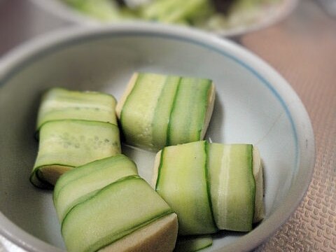 高野豆腐のきゅうり巻き酢の物